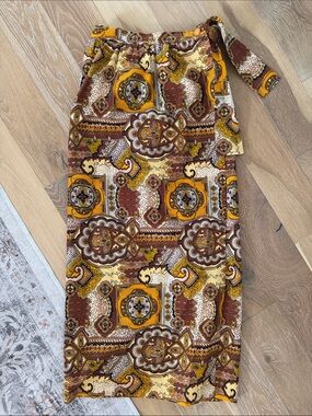 Vintage Bohemian Wrap Skirt in Paisley Tile